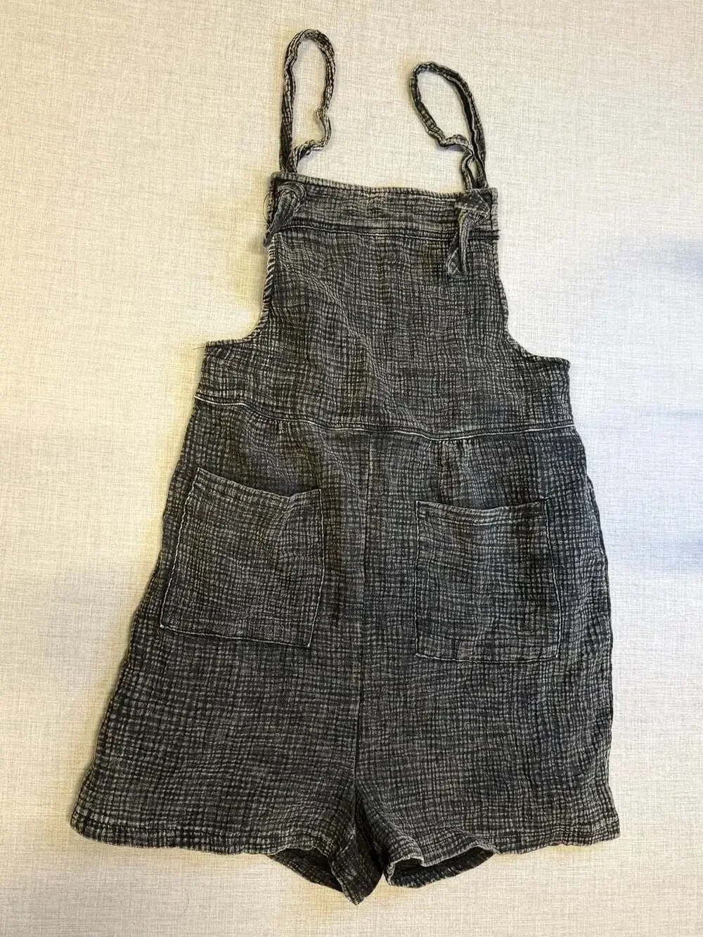 Zenana Double Gauze Acid Wash Overalls Romper Size M - Picture 2 of 5